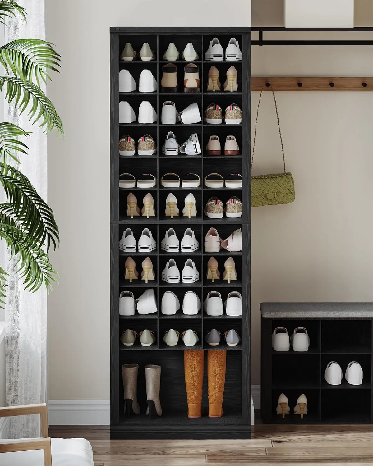 11-Tier Shoe Storage Cabinet, Free Standing Closet Organizers and Storage with 31 Open Cubbie, Space Saving Shoe Rack for Entryway, Bedroom, Black SR02004X