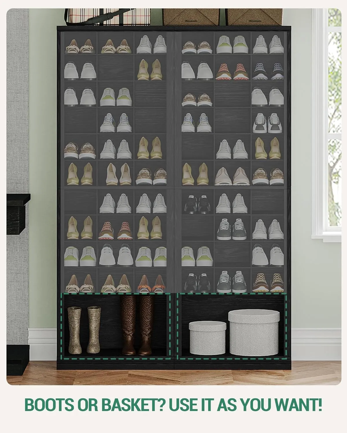 11-Tier Shoe Storage Cabinet, Free Standing Closet Organizers and Storage with 31 Open Cubbie, Space Saving Shoe Rack for Entryway, Bedroom, Black SR02004X