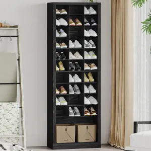 11-Tier Shoe Storage Cabinet, Free Standing Closet Organizers and Storage with 31 Open Cubbie, Space Saving Shoe Rack for Entryway, Bedroom, Black SR02004X