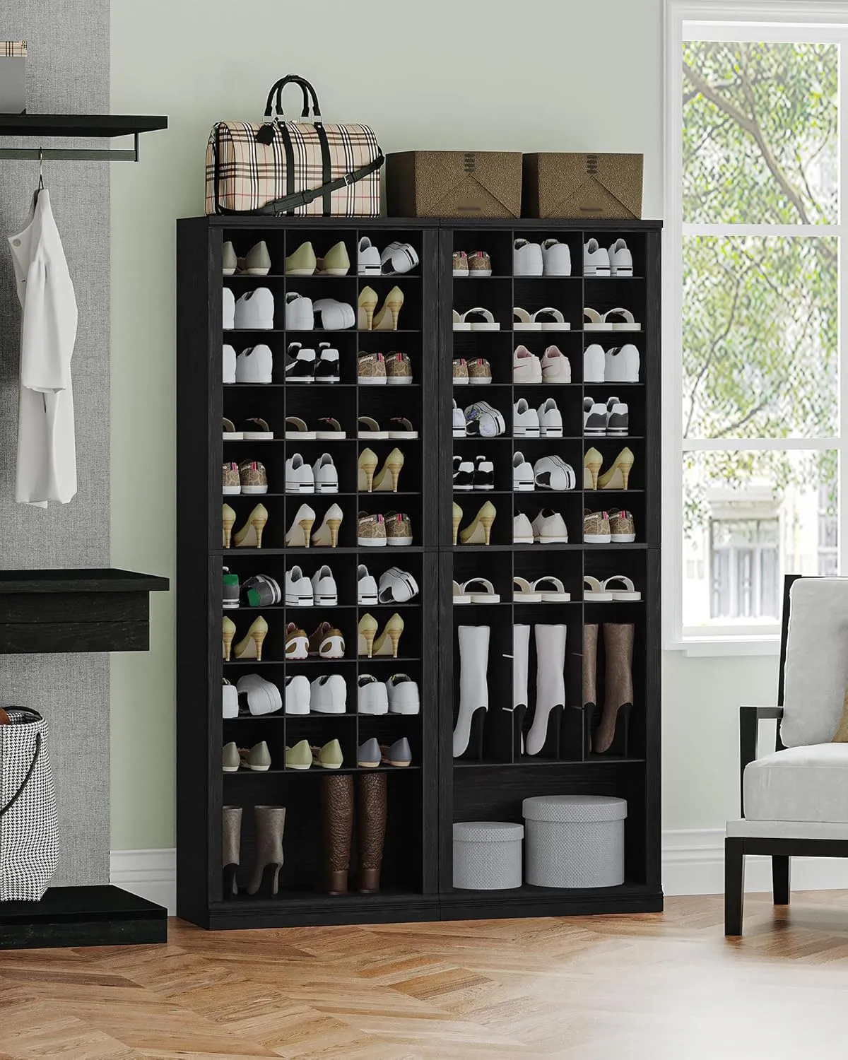 11-Tier Shoe Storage Cabinet, Free Standing Closet Organizers and Storage with 31 Open Cubbie, Space Saving Shoe Rack for Entryway, Bedroom, Black SR02004X