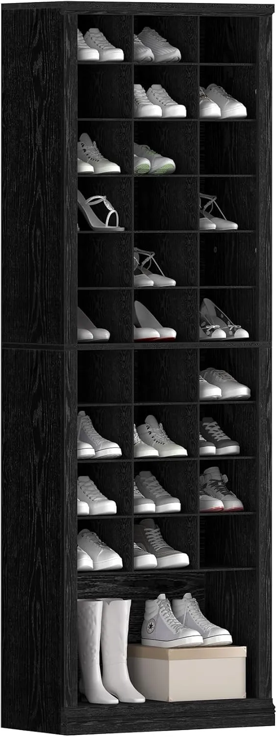 11-Tier Shoe Storage Cabinet, Free Standing Closet Organizers and Storage with 31 Open Cubbie, Space Saving Shoe Rack for Entryway, Bedroom, Black SR02004X
