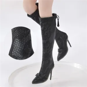 1/6 Scale Soldier Figure Doll Black High Heeled Boots for Female 12" Seamless Doll Miniatures Accessories Doll