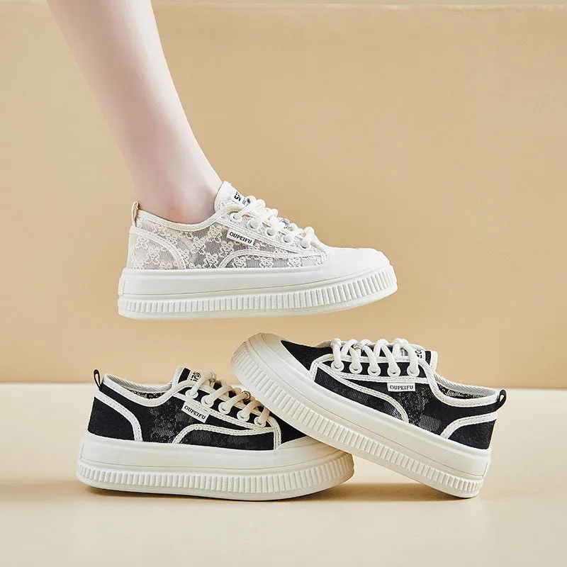 2025  summer mesh espadrilles new female student platform heightening sports board shoes casual shoes breathable XFF68