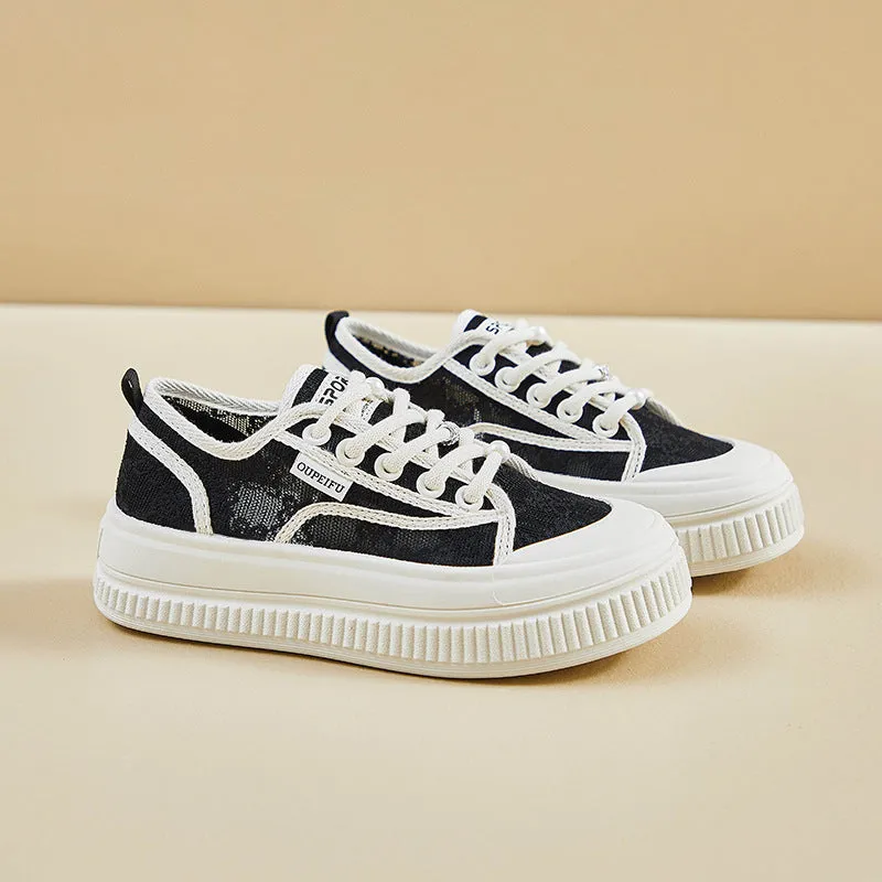 2025  summer mesh espadrilles new female student platform heightening sports board shoes casual shoes breathable XFF68