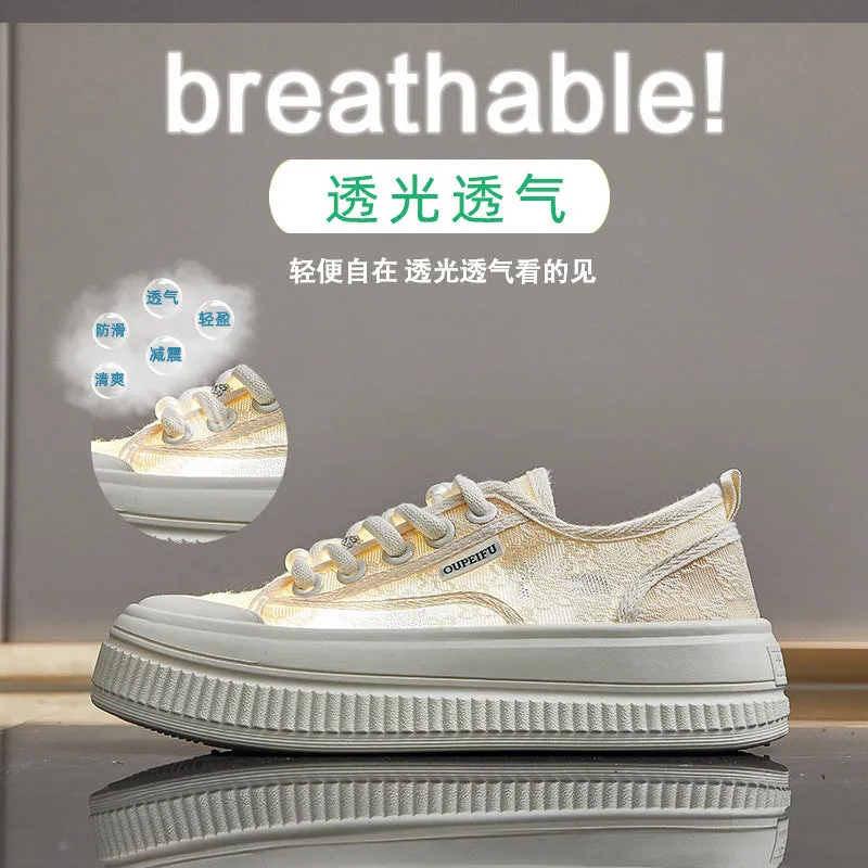 2025  summer mesh espadrilles new female student platform heightening sports board shoes casual shoes breathable XFF68