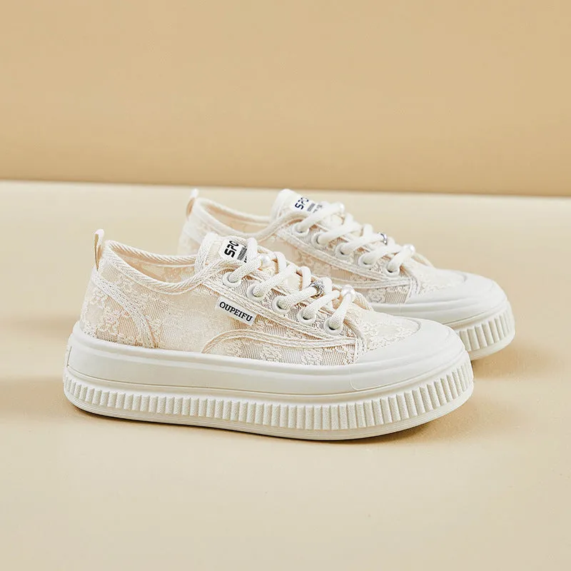2025  summer mesh espadrilles new female student platform heightening sports board shoes casual shoes breathable XFF68