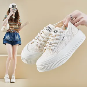 2025  summer mesh espadrilles new female student platform heightening sports board shoes casual shoes breathable XFF68