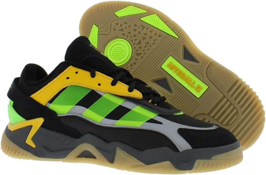 adidas Mens Niteball 2.0 Jamaica Mid Shoes, Black Signal Green