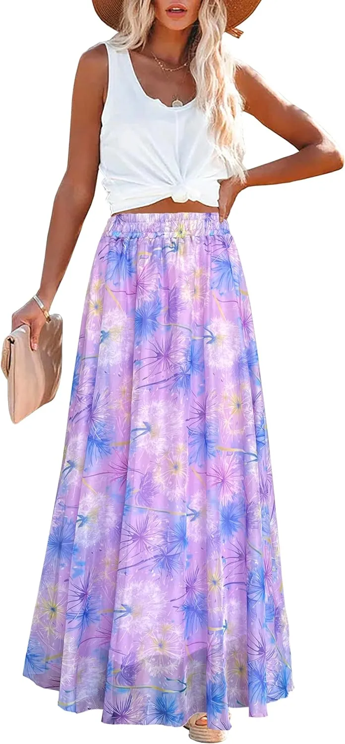 Afibi Women Full/Ankle Length Blending Maxi Chiffon Long Skirt Beach Skirt
