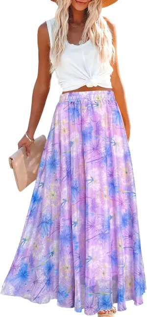 Afibi Women Full/Ankle Length Blending Maxi Chiffon Long Skirt Beach Skirt