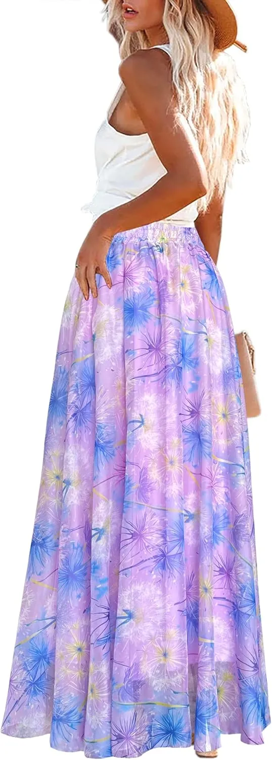 Afibi Women Full/Ankle Length Blending Maxi Chiffon Long Skirt Beach Skirt