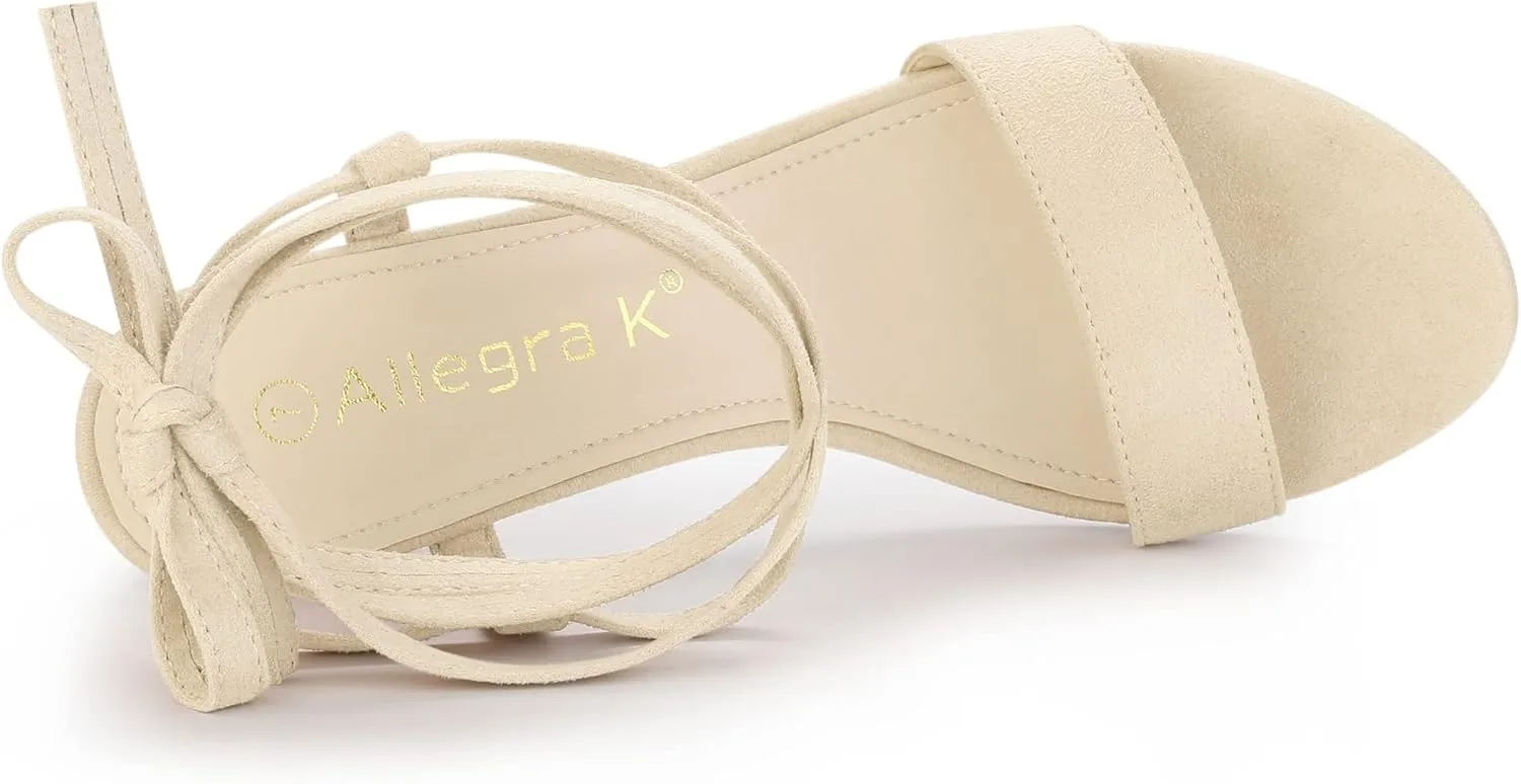 Allegra K Women's Lace Up Chunky Heels Sandals