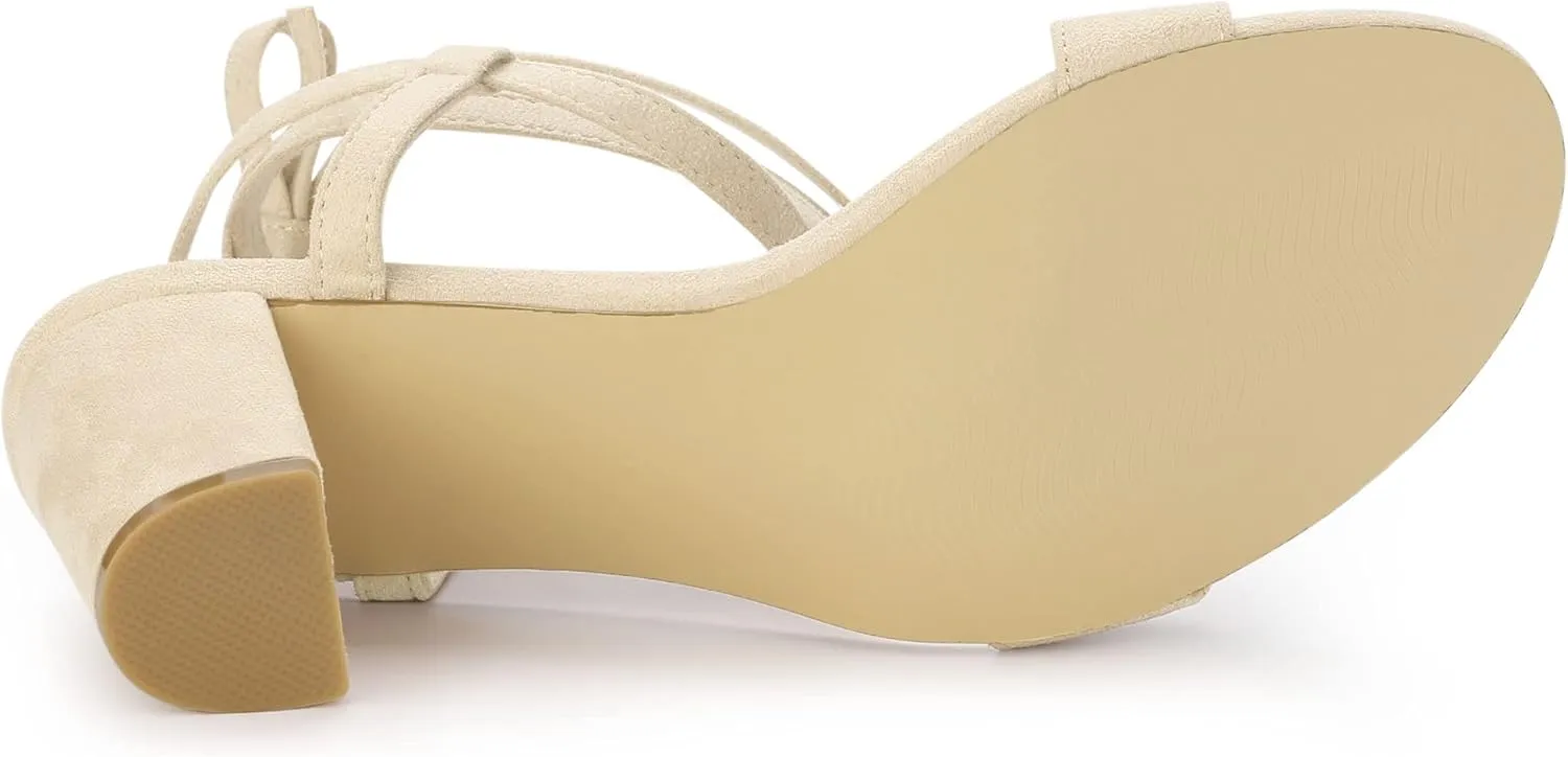 Allegra K Women's Lace Up Chunky Heels Sandals