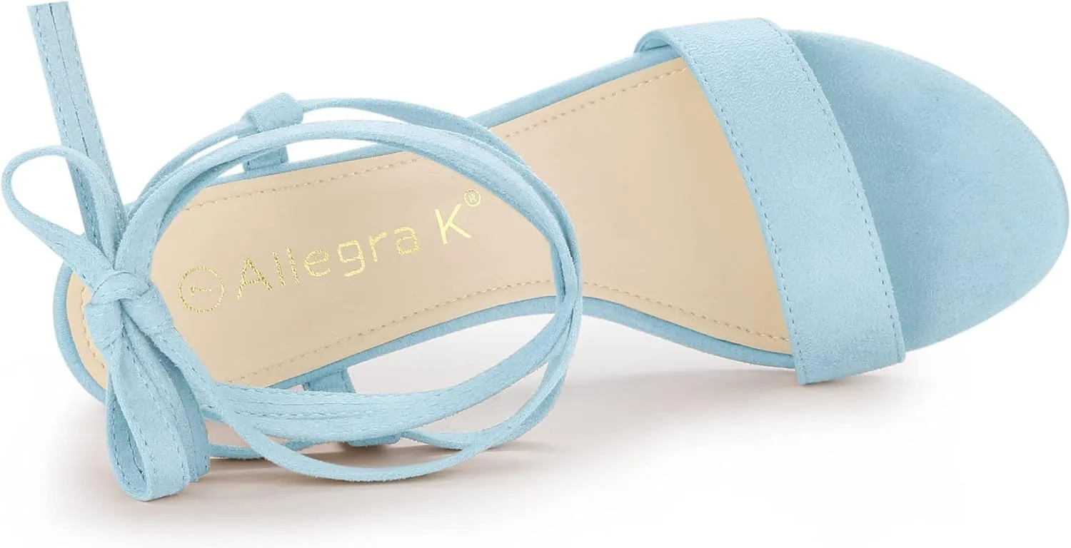 Allegra K Women's Lace Up Chunky Heels Sandals