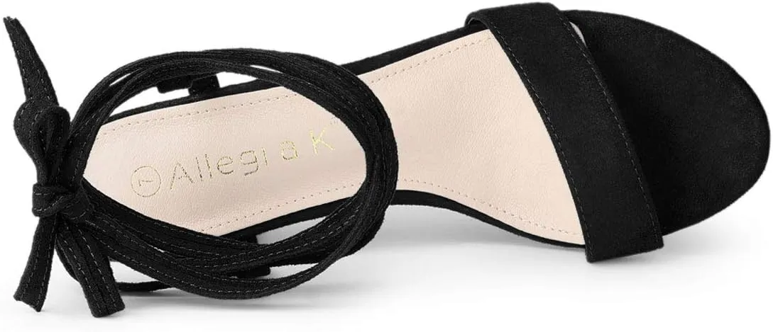 Allegra K Women's Lace Up Chunky Heels Sandals