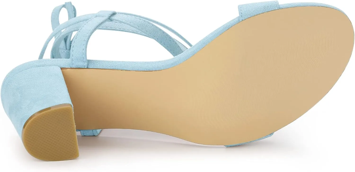 Allegra K Women's Lace Up Chunky Heels Sandals