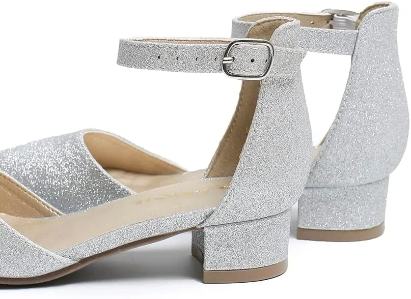 Amoji Girls High Heels Kid Ankle Strap Dress Shoes Wedding Party for Little Kid Big Kid 412