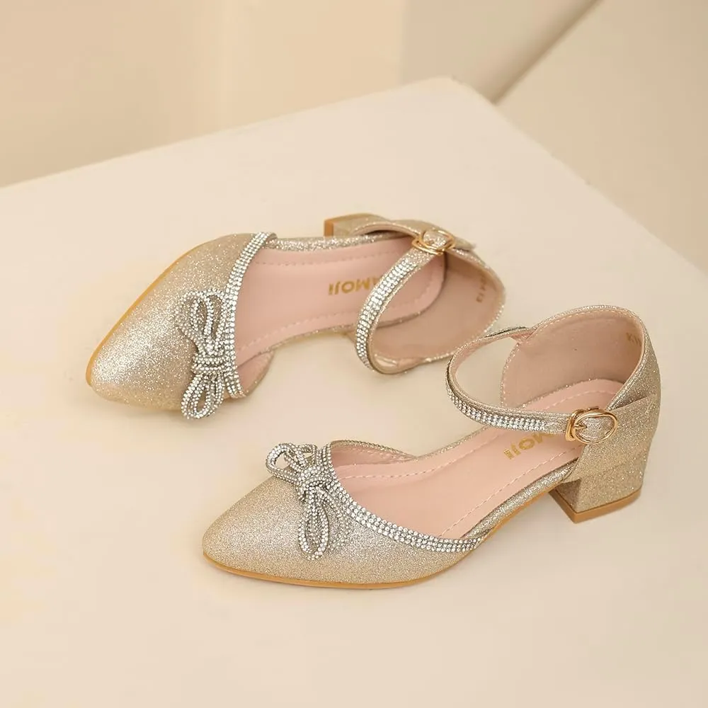 Amoji Girls High Heels Kid Ankle Strap Dress Shoes Wedding Party for Little Kid Big Kid 412