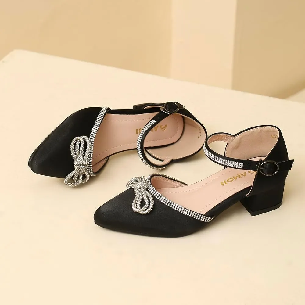 Amoji Girls High Heels Kid Ankle Strap Dress Shoes Wedding Party for Little Kid Big Kid 412
