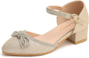 Amoji Girls High Heels Kid Ankle Strap Dress Shoes Wedding Party for Little Kid Big Kid 412