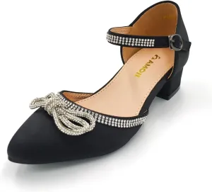Amoji Girls High Heels Kid Ankle Strap Dress Shoes Wedding Party for Little Kid Big Kid 412