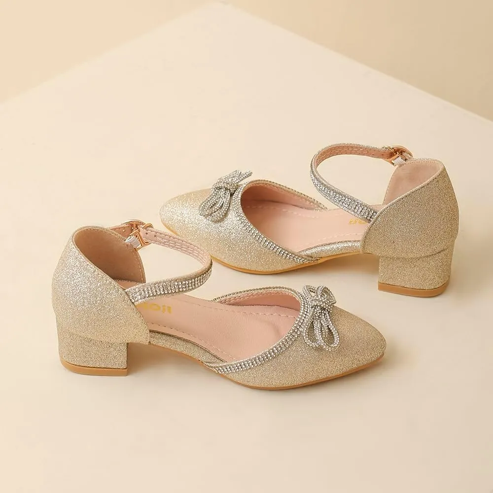 Amoji Girls High Heels Kid Ankle Strap Dress Shoes Wedding Party for Little Kid Big Kid 412