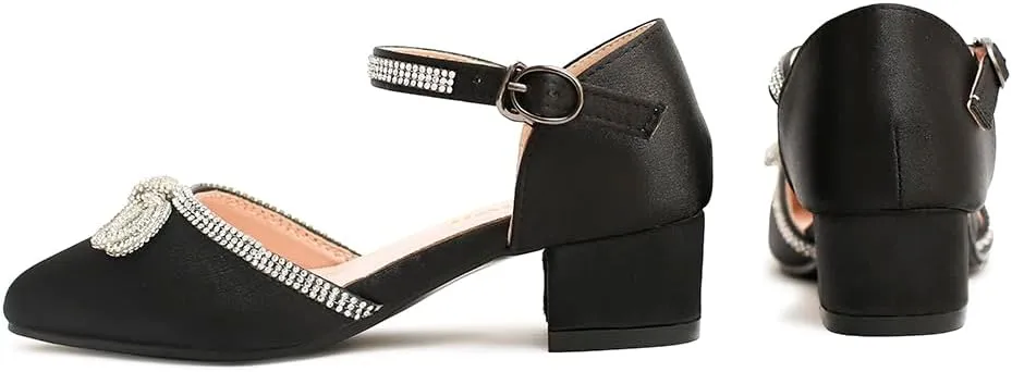 Amoji Girls High Heels Kid Ankle Strap Dress Shoes Wedding Party for Little Kid Big Kid 412