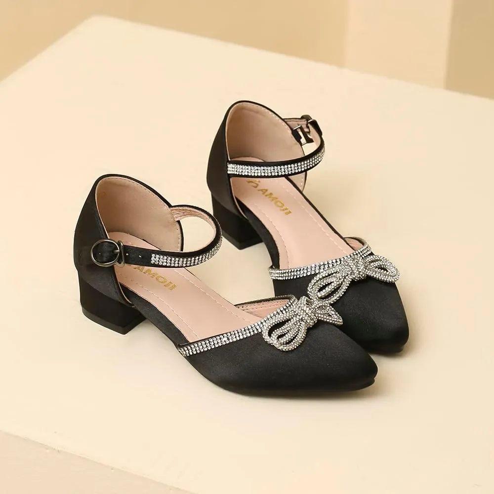 Amoji Girls High Heels Kid Ankle Strap Dress Shoes Wedding Party for Little Kid Big Kid 412