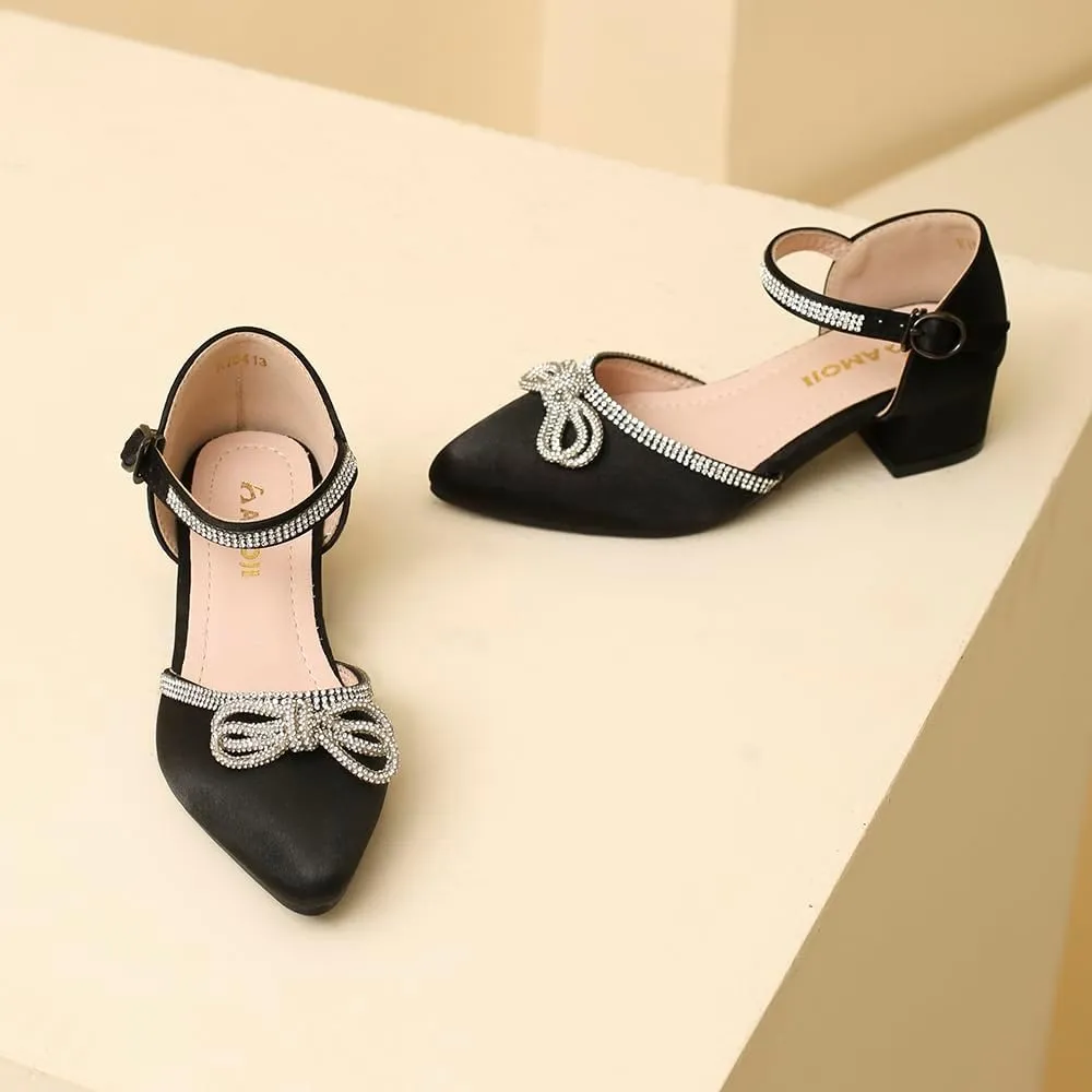 Amoji Girls High Heels Kid Ankle Strap Dress Shoes Wedding Party for Little Kid Big Kid 412