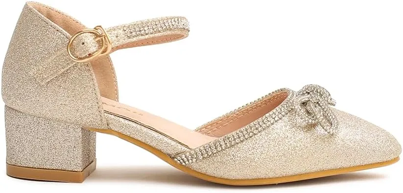 Amoji Girls High Heels Kid Ankle Strap Dress Shoes Wedding Party for Little Kid Big Kid 412