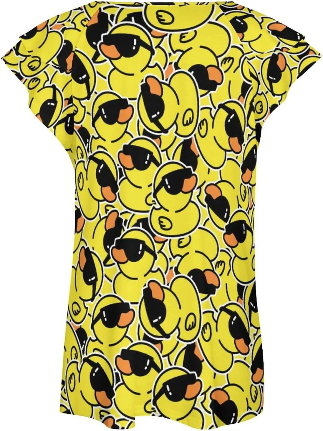 AMRANDOM Women's Casual Floral Print V Neck Ruffle Short Sleeve Summer Shirts Tops Loose Blouses