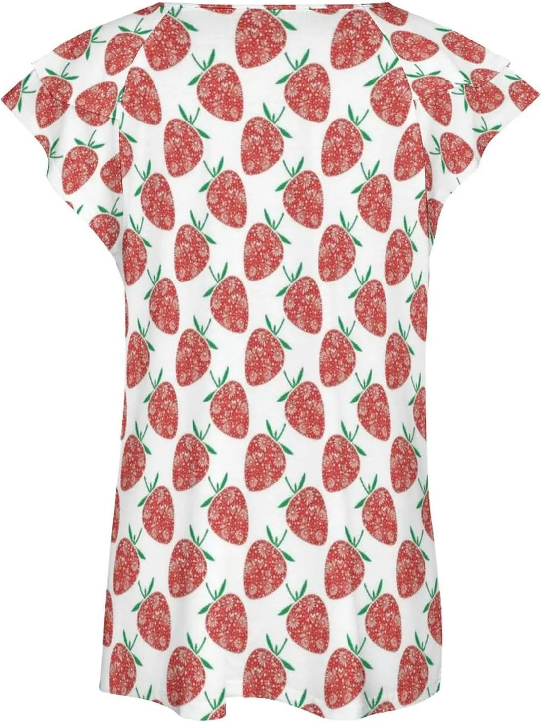AMRANDOM Women's Casual Floral Print V Neck Ruffle Short Sleeve Summer Shirts Tops Loose Blouses