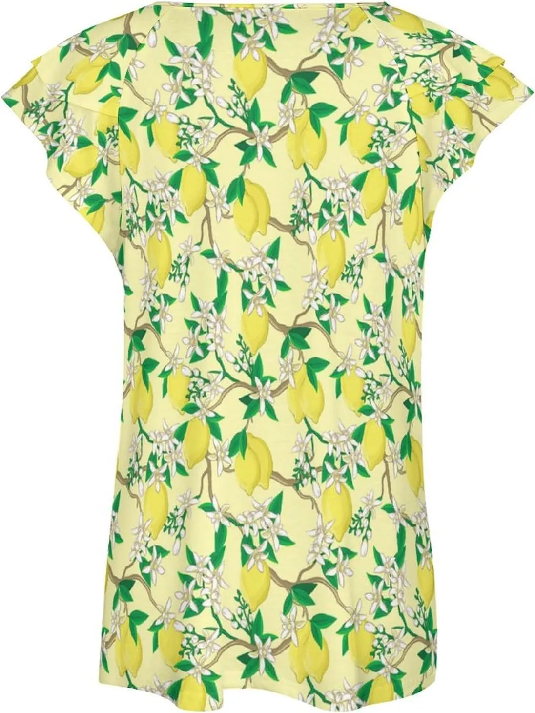 AMRANDOM Women's Casual Floral Print V Neck Ruffle Short Sleeve Summer Shirts Tops Loose Blouses