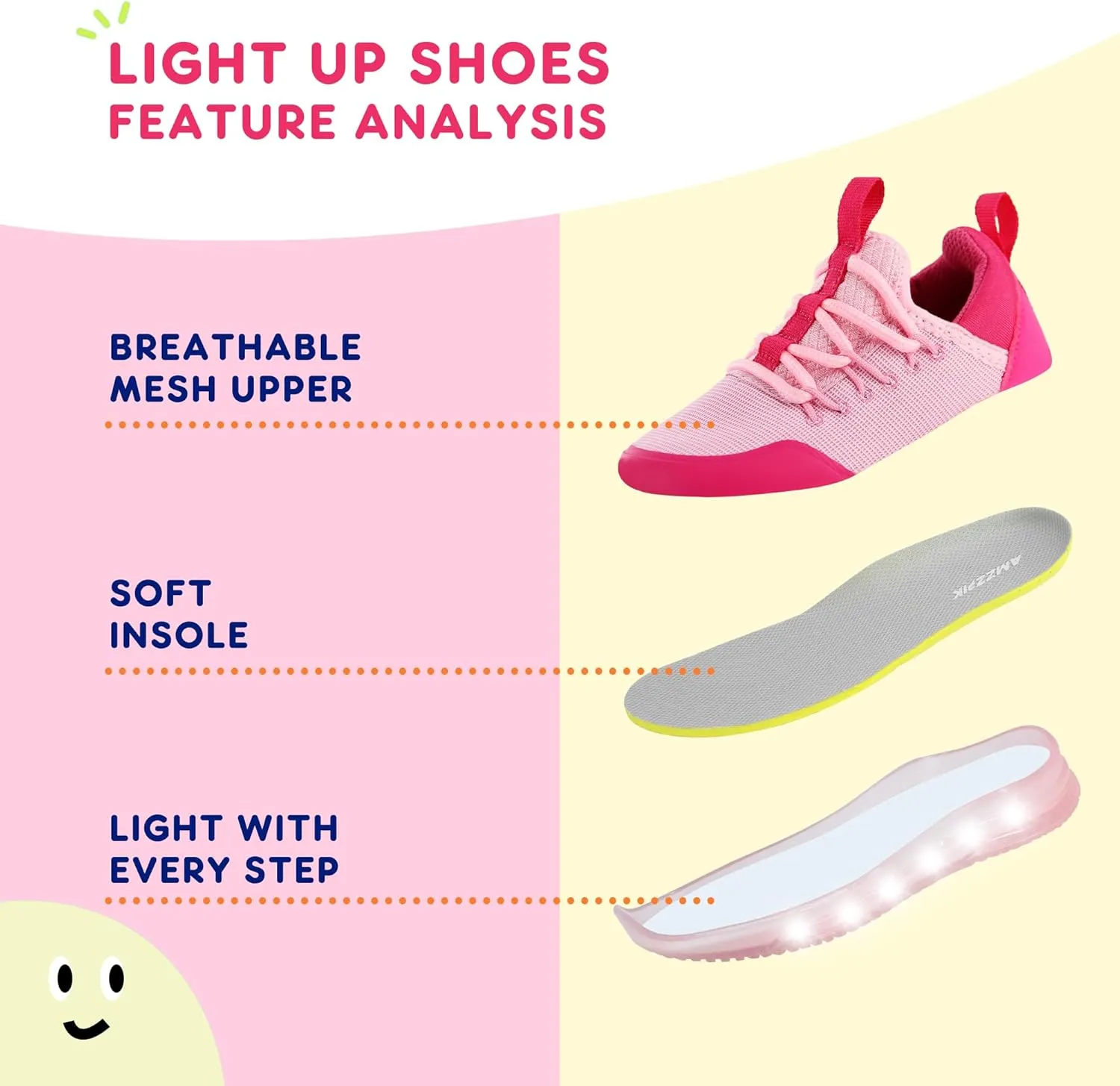 AMZZPIK LUMIKICK Light Up Shoes for Boys Girls Kids Tennis Sneakers Walking Led Glow Shoe for Toddler
