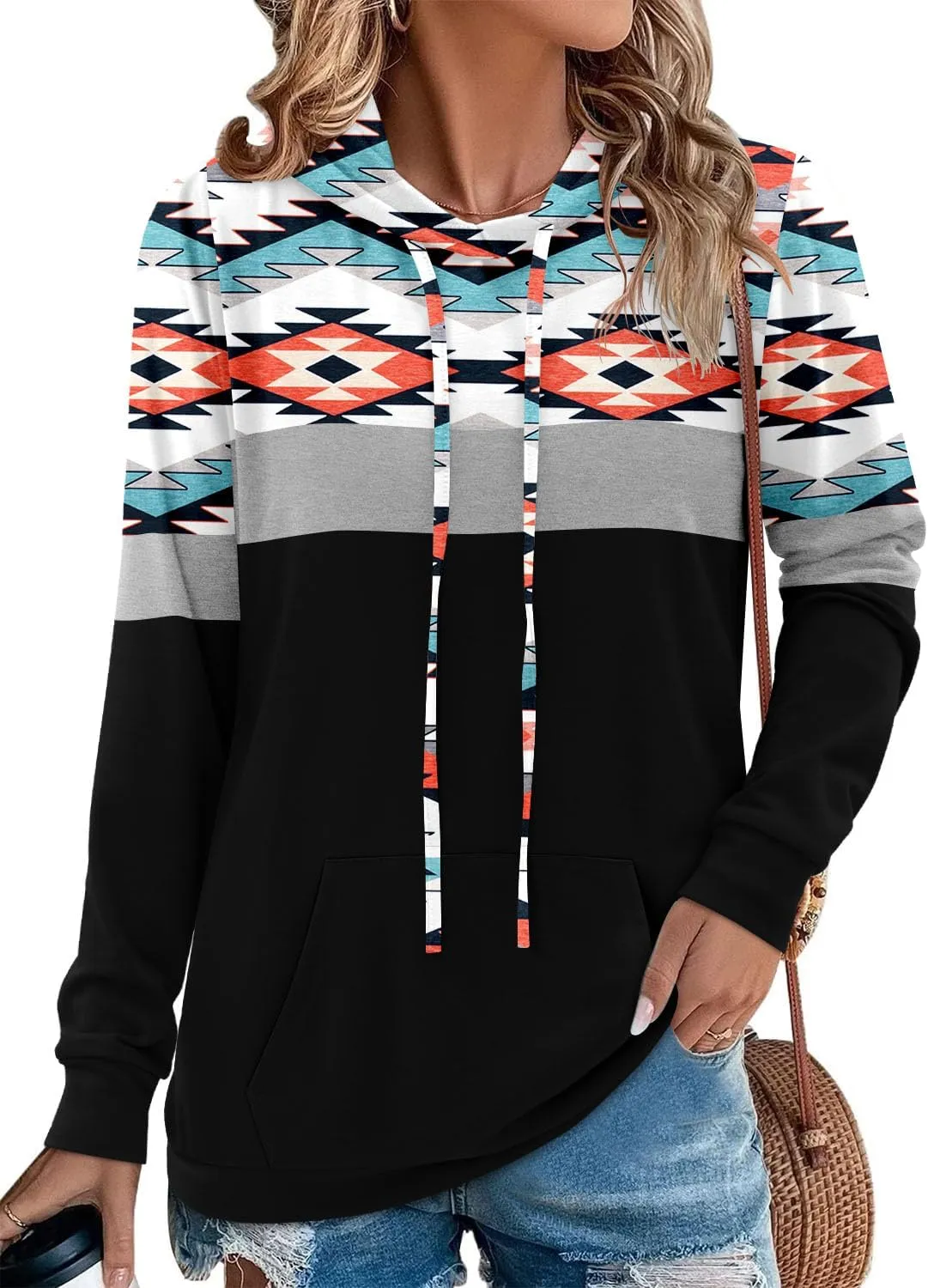 Angerella Hoodies for Women Camo Leopard Print Tops Pullover Hooded Sweatshirt Drawstring with Pocket