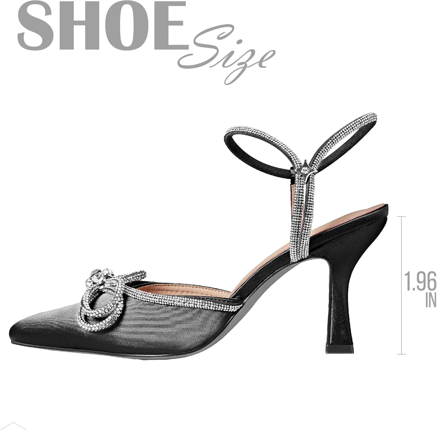 AOSPHIRAYLIAN Heeled Sandals for Women Destiny Pointed Closed Toe Strappy Heels Rhinestone Ankle Strap Pumps Crystal Bow Heels Bridal Wedding Party Dress Shoes