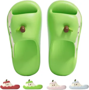 Apples Slippers for Women Men, Summer 3D Cute Cartoon Apples Shaped Fruit Slides Couple Beach Sandals