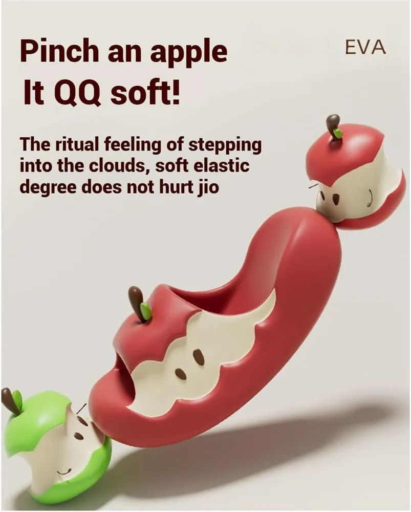 Apples Slippers for Women Men,Shaped Fruit Slides Couple Beach Sandals,Summer 3D Cute Cartoon Non-Slip Slides Shower Shoes