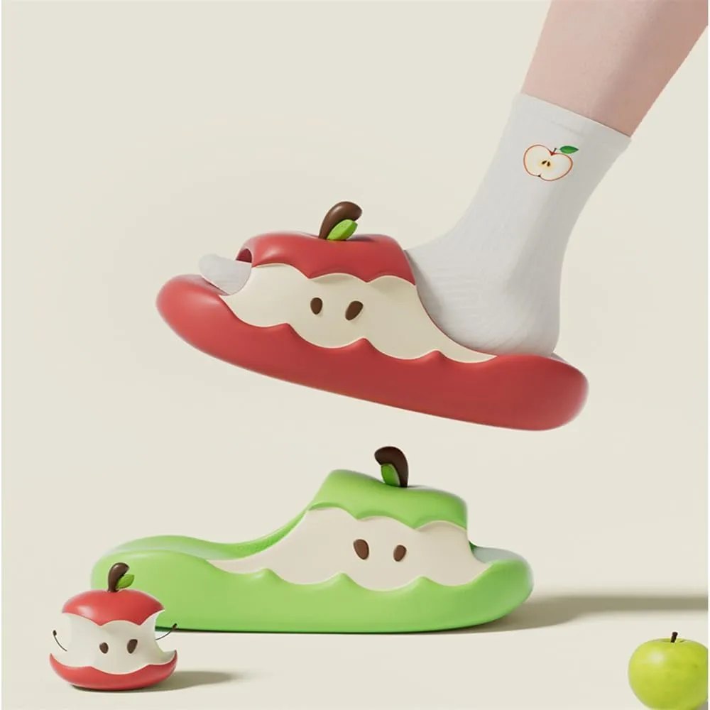 Apples Slippers for Women Men,Shaped Fruit Slides Couple Beach Sandals,Summer 3D Cute Cartoon Non-Slip Slides Shower Shoes