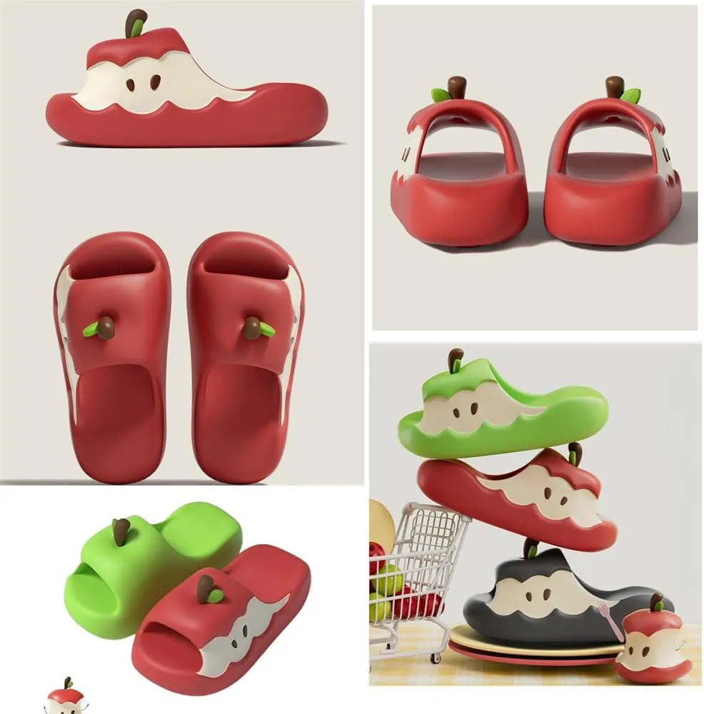 Apples Slippers for Women Men,Shaped Fruit Slides Couple Beach Sandals,Summer 3D Cute Cartoon Non-Slip Slides Shower Shoes