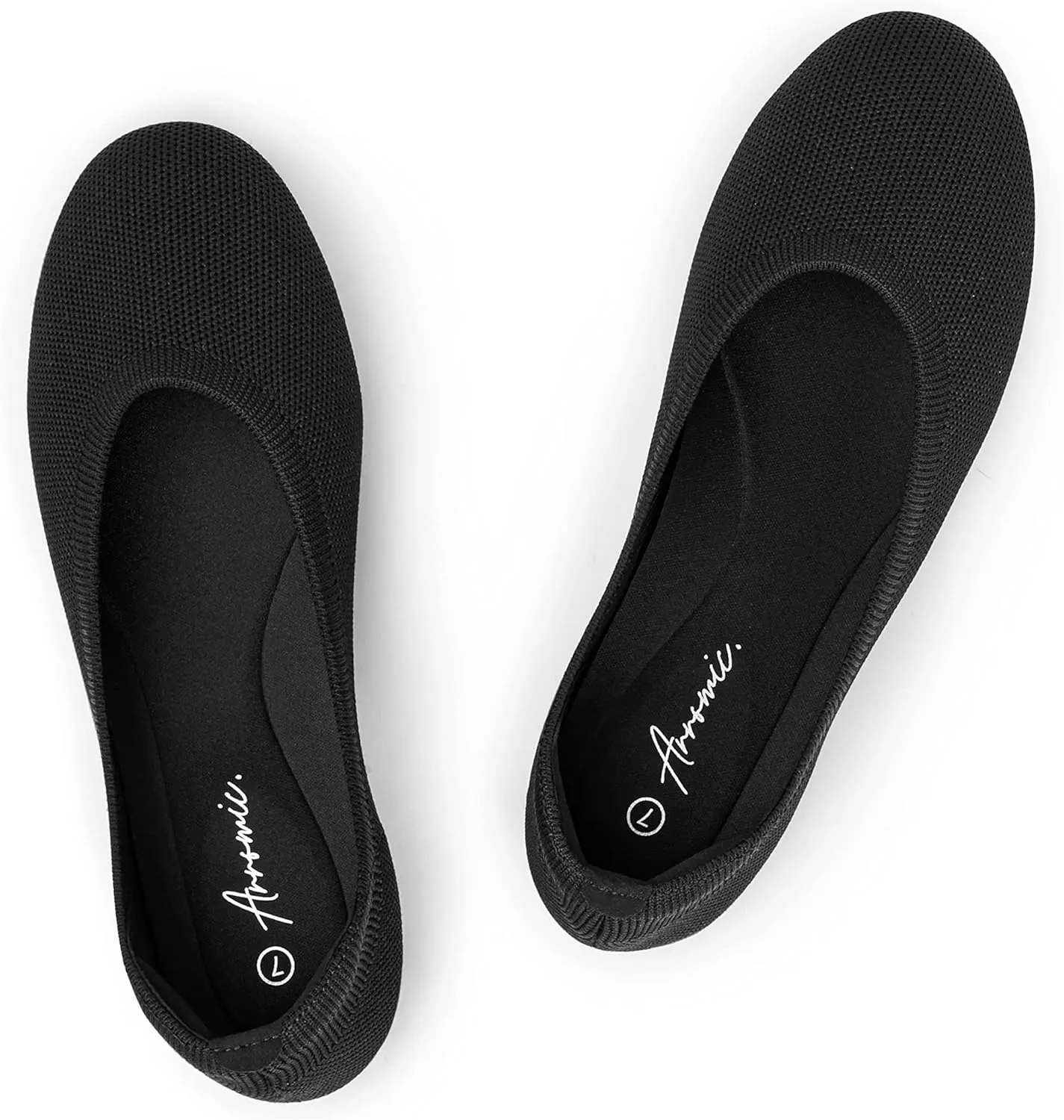 Arromic Flats Shoes for Women, Washable Round Toe Knit Ballet Flats Shoes with Comfortable Heel Cushions, Soft Slip on Dressy Shoes for Business Casual, Office, Work, Wedding