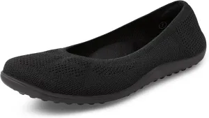 Arromic Wide Toe Box Ballet Flats Shoes for Women Black Slip on Knit Dressy Shoes Washable Soft Ballerina Lightweight Ladies Walking Flat