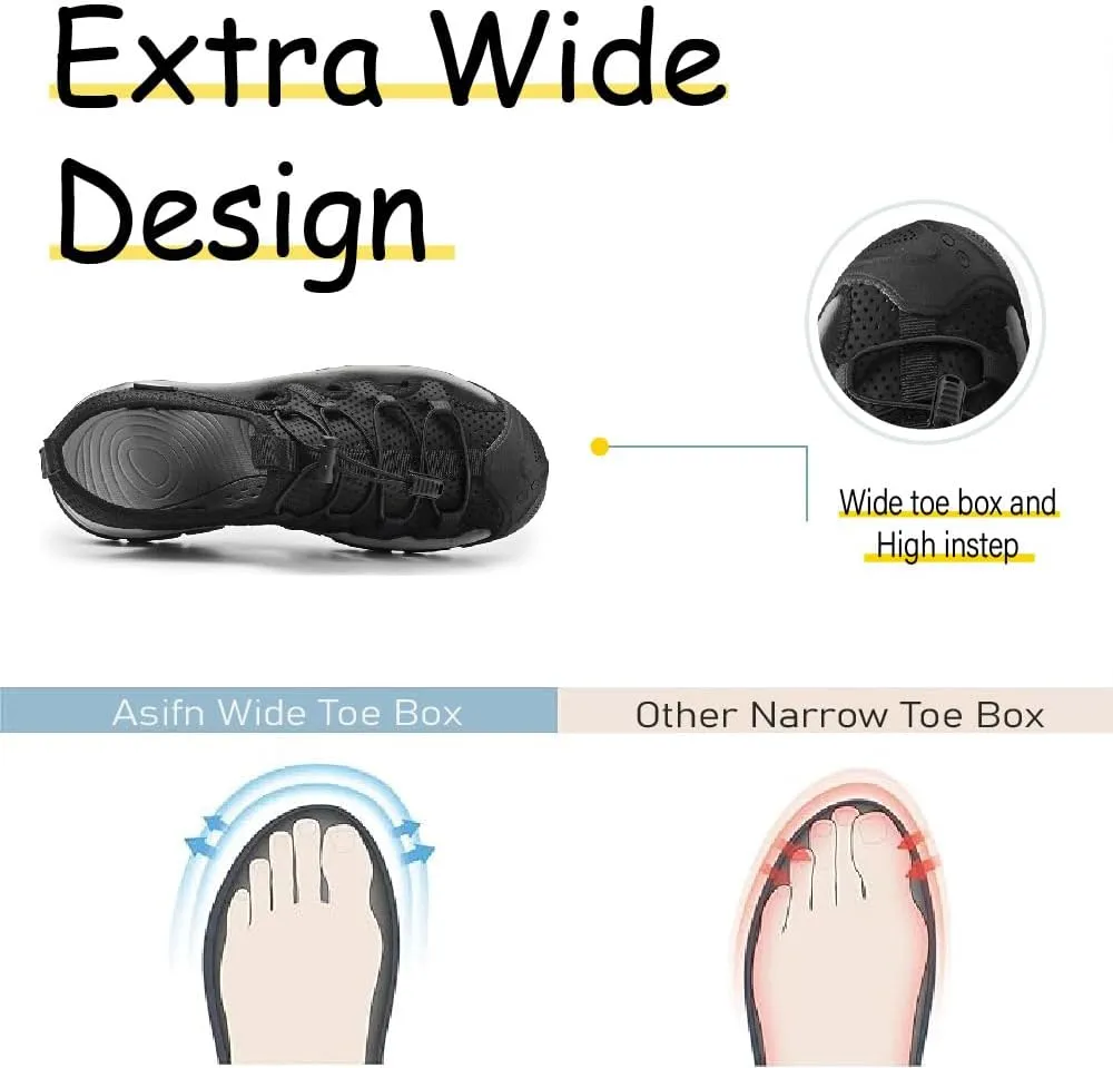 Asifn Mens Sports Sandals Summer Breathable Beach Shoes Outdoor Waterproof Hiking Shoes Closed Toe Lightweight Casual Shoes