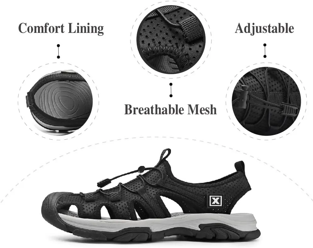Asifn Mens Sports Sandals Summer Breathable Beach Shoes Outdoor Waterproof Hiking Shoes Closed Toe Lightweight Casual Shoes