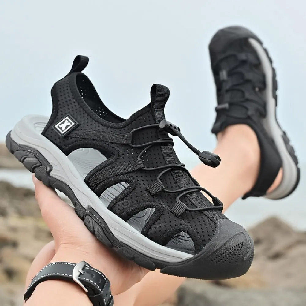 Asifn Mens Sports Sandals Summer Breathable Beach Shoes Outdoor Waterproof Hiking Shoes Closed Toe Lightweight Casual Shoes