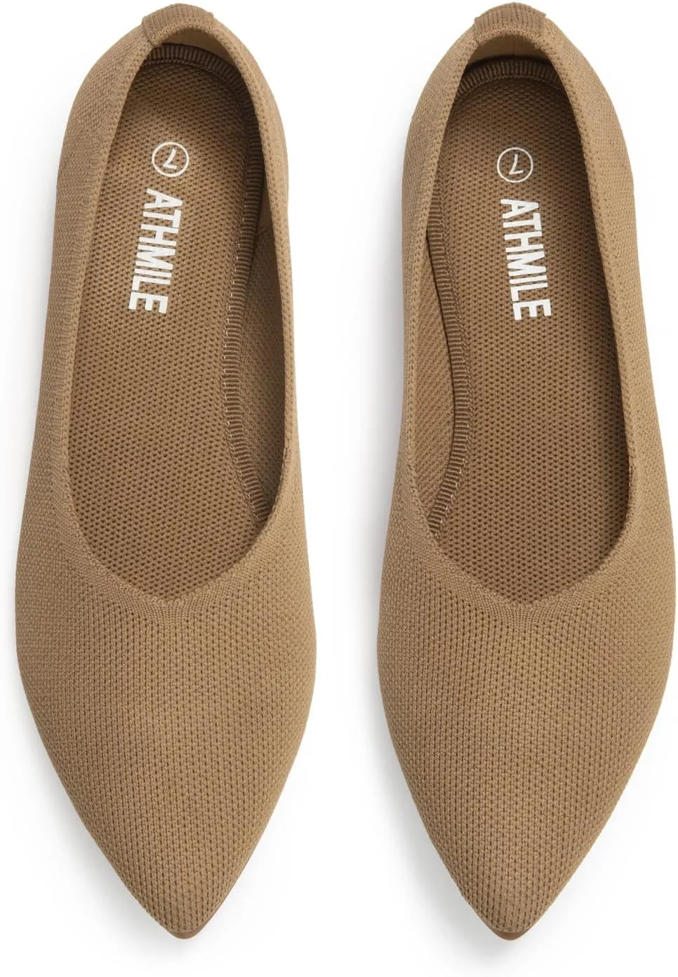 ATHMILE Pointed Toe Flats for Women Dressy Bronze Work Shoes Business Casul Knit Ballet Flats Slip on Office Ladies Comforttable Dress