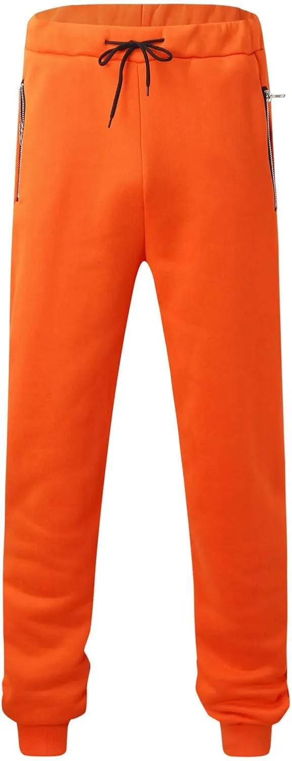 Aymnlox Mens Hiking Casual Pants Trendy Loose Fit Workout Chino Pants with Zip Pockets Drawstring Pants Elastic Waist Trouser