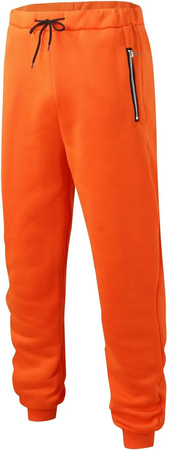 Aymnlox Mens Hiking Casual Pants Trendy Loose Fit Workout Chino Pants with Zip Pockets Drawstring Pants Elastic Waist Trouser