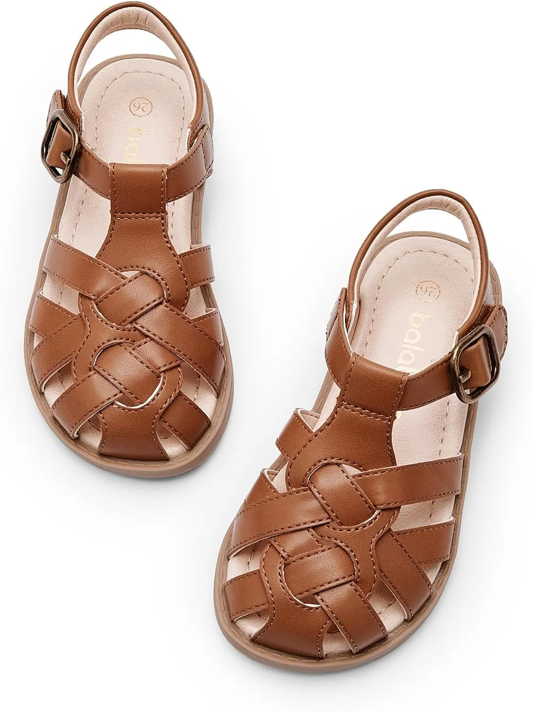 Balabala Toddler Girls Gladiator Sandals Flat Princess Ankle Shoes Soft Cozy Summer Water Shoes Hook and Loop