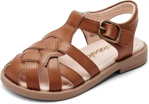Balabala Toddler Girls Gladiator Sandals Flat Princess Ankle Shoes Soft Cozy Summer Water Shoes Hook and Loop